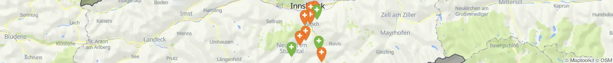 Kartenansicht für Apotheken-Notdienste in der Nähe von Vals (Innsbruck  (Land), Tirol)